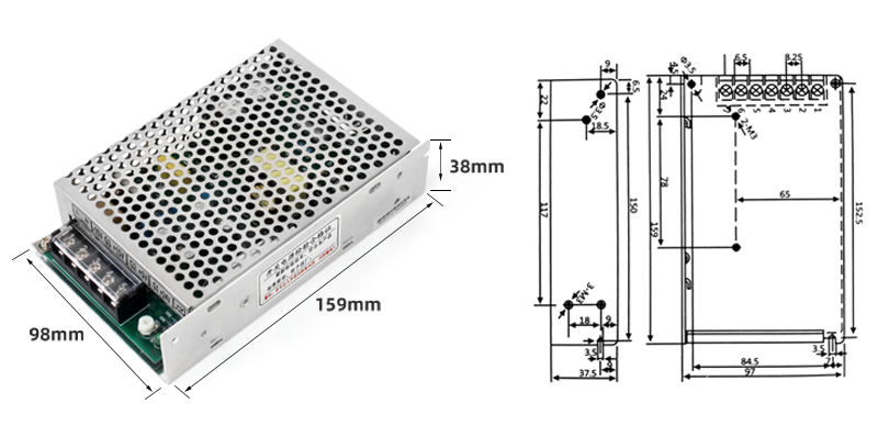 PHLTD DC Four Group Switching Power Supply Q-60 Series Size 159x98x38mm Weight 0.83kg