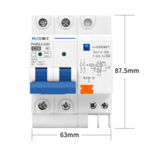 نوع المسار PHLTD قواطع دوائر مصغرة 110V-120V المتاحة ، 2P16A الحجم 63x87.5mm-