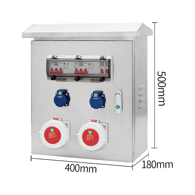 PHLTD industrial socket box 304 stainless steel maintenance power box with two outputs and two switches protection size 500X400X180mm