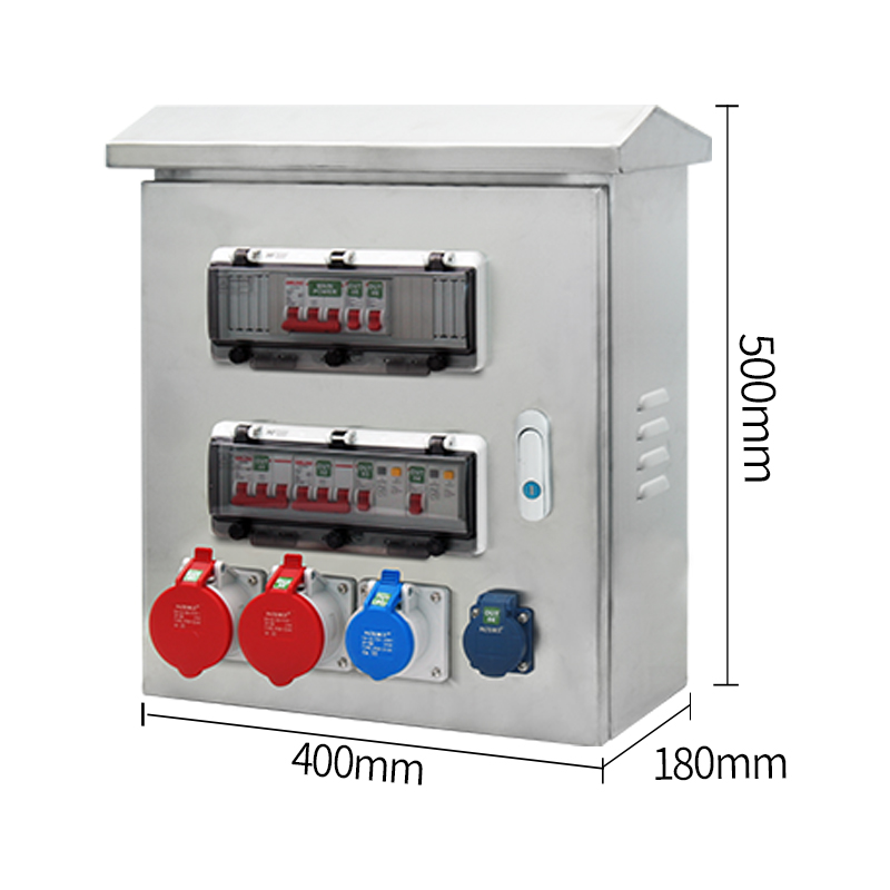 PHLTD industrial socket box 304 stainless steel maintenance power box with two outputs and three switch protection sizes 500X400X180mm