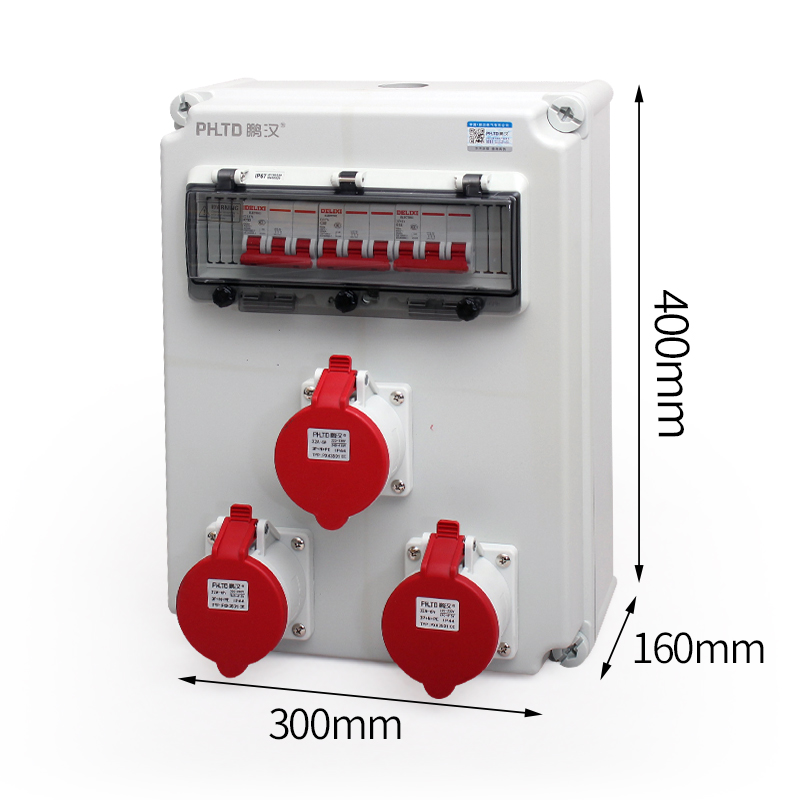 PHLTD IP44 waterproof wall mounted power maintenance box 5P 32A industrial socket with air opening size 400x300x160mm