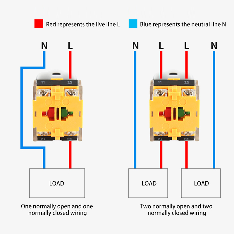 PHLTD 22MM with light button switch LA38-11DN power switch start stop self reset self-locking point wiring diagram