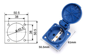 PHLTD IP54 European Standard 2-hole Outdoor Waterproof Socket 16A Charging Pile Socket Size Drawing