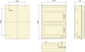 PHLTD IP66 outdoor rainproof PC flame retardant surface mounted distribution box, air switch protection box, PC-24 circuit size diagram