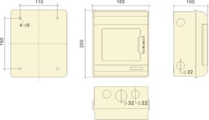 PHLTD IP66 outdoor rainproof PC flame retardant surface mounted distribution box, air switch protection box, PC-6 circuit size diagram