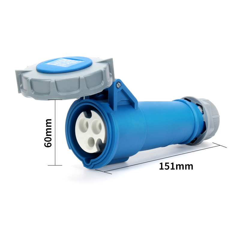 PHLTD high current IP67 waterproof industrial plug and socket connector 3-core 16A male and female aviation connector size 60x151mm