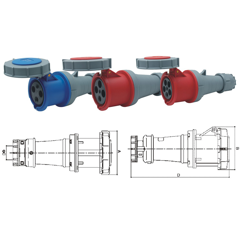 PHLTD high current IP67 waterproof industrial plug and socket connector 3-core 4-core 5-core 63A125A aviation male and female connector size diagram