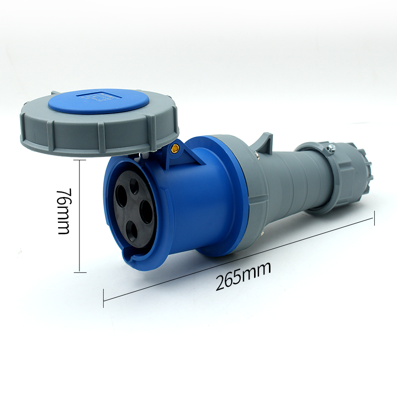 PHLTD high current IP67 waterproof industrial plug and socket connector 3-core 63A male and female aviation connector size 76x265mm