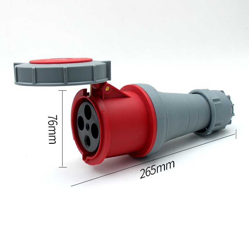 PHLTD high current IP67 waterproof industrial plug and socket connector 4-core 63A male and female aviation connector size 76x265mm