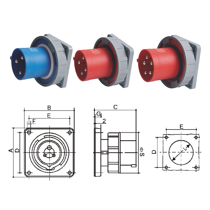 PHLTD تيار عالي IP67 مقاوم للماء قابس صناعي ومقبس 3 كور 4 كور 5 كور 63A125A قابس مخفي 380-415 فولت مخطط حجم النحاس الصلب