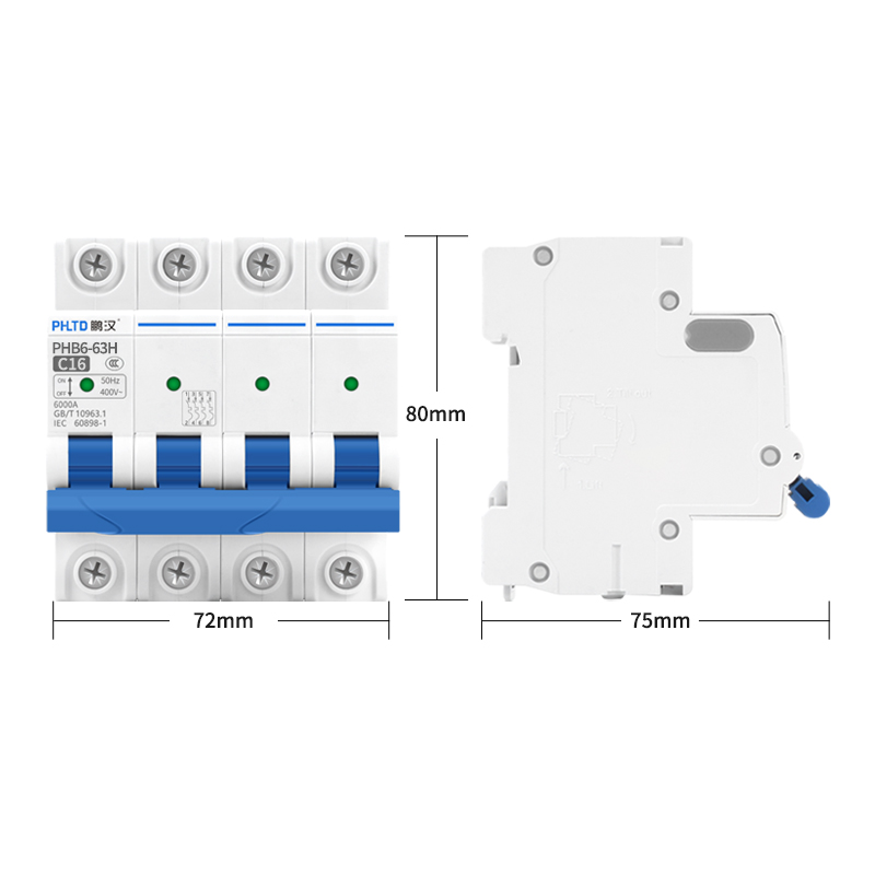 phltd المسار قواطع دوائر مصغرة ، تبديل الهواء ، تسرب ، الزائد ، قصيرة الدوائر رحلة 110v120v ، 4p16a حجم 72x80mm-